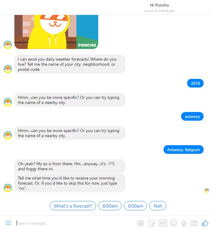 weather chatbot facebook