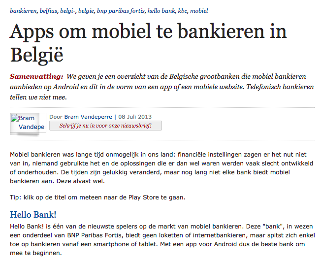 ZDNet Apps for mobile banking services in Belgium