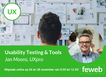 Online cursus: usability testing op 24 & 26 november telkens van 9:00 tot 12:30